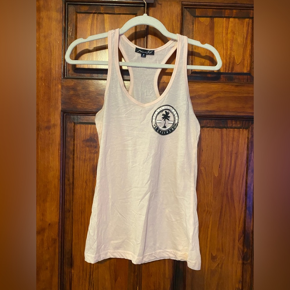 Miami Style Light Baby Pink Virginia Beach Racerback Tank V Neck Cotton Blend M